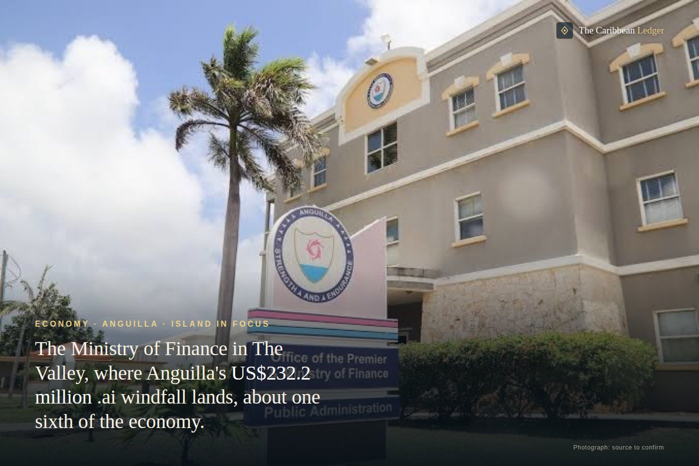 Anguilla's .ai windfall reaches US$232.2 million, one sixth of the economy